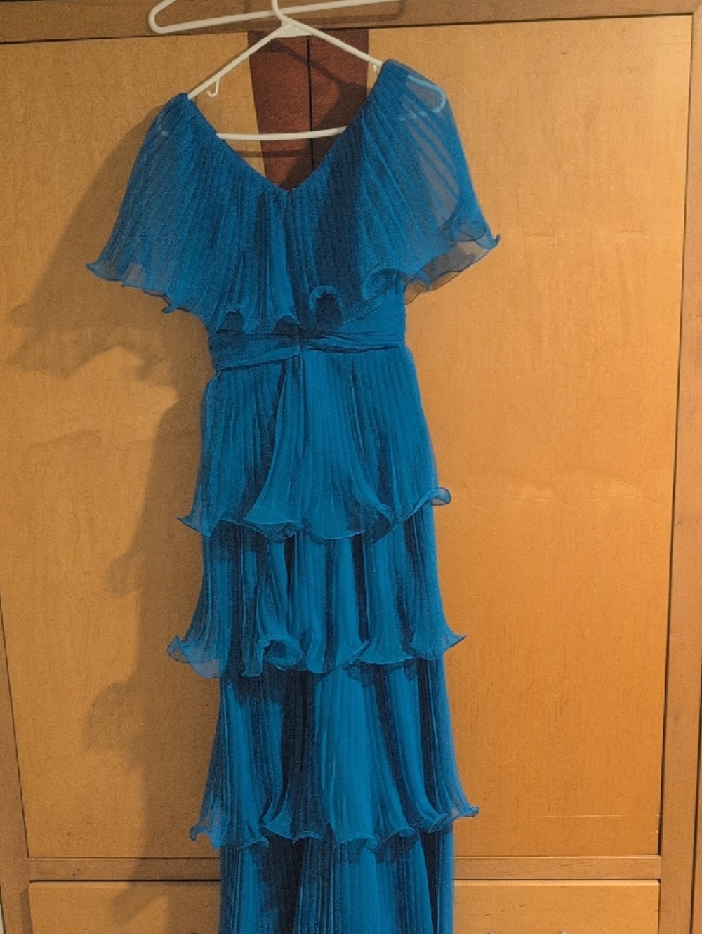 Miss Elliette Teal Blue Ruffled Tiered Maxi Dress - Picture 3 of 4